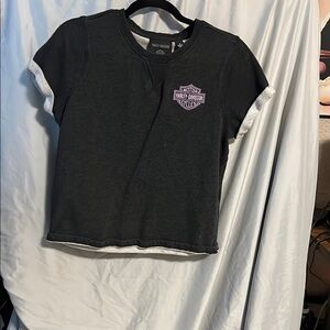 Harley-Davidson Black and Pink Short Sleeve Tee